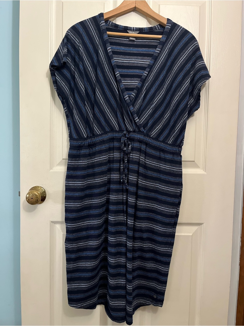 Eddie Bauer Athleisure Striped Short Sleeved Activewear Dress Size L
